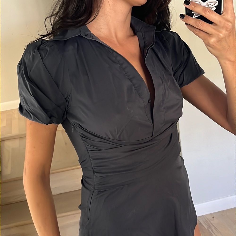 Flattering BCBG work elegant blouse.